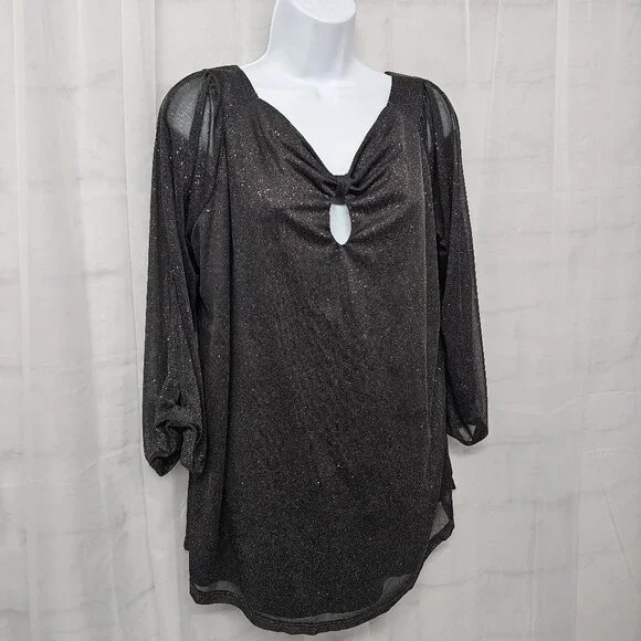 Unbranded Blouse Goth Whimsigoth Fairy Gray Glitter Sheer XL - Picture 5 of 11